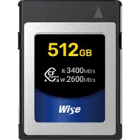 Wise CFexpress 4.0 (512 Go, CFexpress type B), Carte mémoire, Noir