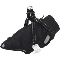 vidaXL Manteau pour chien avec harnais Imperméable Réfléchissant Noir L24