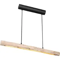 Globo Lighting Lampe suspendue Mella noir avec bois 80cm