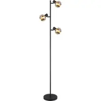 Globo Lampadaire noir Tokki Verre fumé ambré à 3 lumières