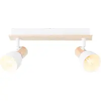 Brilliant Plafonnier naturel DAINTREE | Plafonnier blanc de style naturel avec | 2 douilles E14, max. 28 watts | Métal/bois