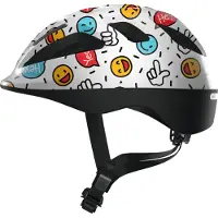 ABUS Casque pour enfants Smooty 2.0 - Casque de vélo robuste pour les petits enfants dans le siège passager - pour filles et garçons - Blanc avec Smileys, taille M (50-55 cm)