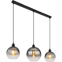 Globo Lighting Suspension noire Newcastle Sphère Smoke Glass 3 lumières