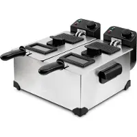 H.Koenig Friteuse - DFX600 - Double cuve 2 x 3 L - Thermostats indépendants - Paniers amovibles - Acier inoxydable - 3600 W