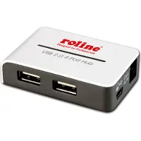 Roline Hub USB 2.0 "Black and White", 4 ports, avec adaptateur secteur
