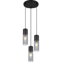 Globo Suspension élégante Annika 3 lumières noir rond