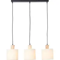 Brilliant Pia Suspension à 3 lampes, barre noire/naturel, noire/naturel 99538/96