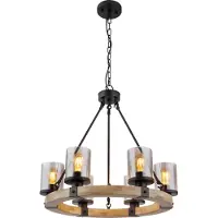 Globo Lampe suspendue en bois Lila Ronde à 6 lumières