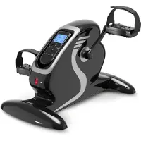 Aktivshop ELONEO 2in1 Entraîneur de bras et de jambes Mini vélo à pédales avec moteur, y compris écran d'entraînement, poignées de massage anti-dérapant, idéal pour les seniors, mini vélo d'appartement noir