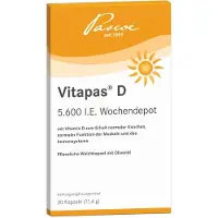 PASCOE Vital GmbH Vitapas D 5600 I.E. Gélules de dépôt hebdomadaire pour le maintien d'une ossature normale, d'une fonction musculaire normale et du système immunitaire, 30 gélules