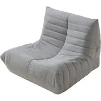 En.casa Fauteuil de sol 'Kodsø' rembourré Fauteuil de sol avec dossier 75 x 90 x 100 cm Microfibre Gris