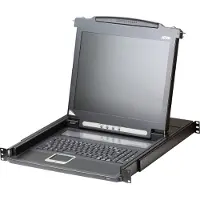 Aten CL1000M SL Single Rail Console LCD 17", 19" 1U, disposition SL (PS/2-USB, VGA), Commutateur KVM, Noir