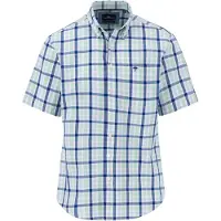Fynch&Hatton Seersucker Combi Check Short Sleeve Shirt Multicolore 2XL Homme