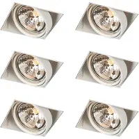 QAZQA Ensemble de 6 spots encastrables blancs AR111 orientables et inclinables sans bordure - Oneon