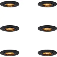QAZQA Ensemble de 6 spots encastrables noirs orientables - Ude Honey