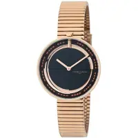 Pierre Cardin Montre femme cadran intemporel montre à quartz analogique avec bracelet en acier inoxydable 3ATM 32 mm CMA.0010 or rose/noir
