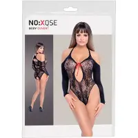 NO:XQSE - body noir à nœud, manches longues (S-L)