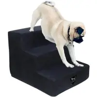 SPOCADO "Albion" Escalier pour chien avec housse en peluche, 3 marches, noir