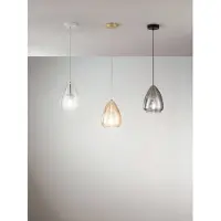 FABAS LUCE Suspension Britton En Métal Et Verre Borosilicate, Couleur Ambre, Design Moderne, Douille E27, Diamètre 22 Cm, Classe D'Isolation 1