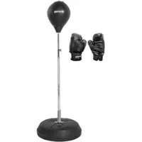 SPORTINATOR Punchingball Support de boxe entraîneur de boxe debout avec poire de boxe et gants de boxe noirs