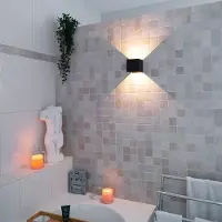 HOFTRONIC™ - Applique murale Kansas à piles 3W IP44 3000K Noir lot de 2
