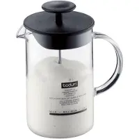 Bodum LATTEO Mousseur à lait avec poignée en verre, 0,25 l, noir
