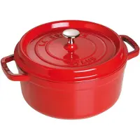 Staub Marmite en fonte avec couvercle 26 cm rond couleur rouge cerise 40509-840-0