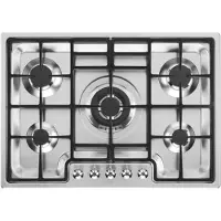 Smeg Table de cuisson encastrable Classic PGF75 4 72 cm Gaz 5 feux Acier inoxydable
