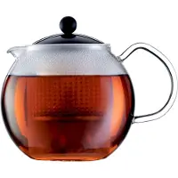 Bodum Théiere A Piston Avec Anse, Couvercle Et Filtre Assam 1 Lnoir Et Transparent
