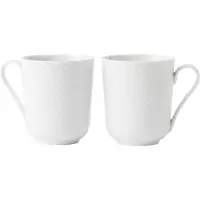 Lyngby Porcelæn Rhombe White Mug With Handle-33 Cl-set Of 2 Mug Set Blanc