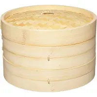 Kitchencraft World of Flavors Panier de cuisson vapeur de Bamboo, Streamer Bamboo, 2 niveaux, 25cm (9''), Beige