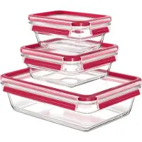 Tefal Masterseal Fresh Lot 3 BoãTes De Conservation, Verre, 0,45l / 0,8l / 2l, Conservation, Empilable, Compatible Four N1050910