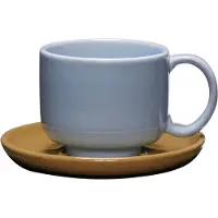 Hubsch Amare tasse et soucoupe bleu/olive set de 4 pièces