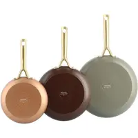 Greenpan Lot de 3 poêles Shades avec revêtement antiadhésif, compatibles avec tous les types de cuisinières