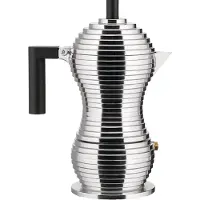 Alessi Pulcina MDL02/3BFM Cafetière Espresso Moka pour Induction 3 Tasses en Aluminium Coulé, Noir