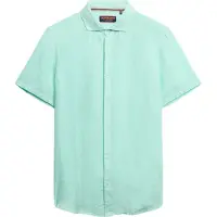 Superdry Vacation Linen Short Sleeve Shirt Vert XL Homme
