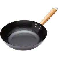 Kitchencraft World of Flavours Wok Plaque à induction et vitrocéramique, convient pour toutes les sources de chaleur of, revêtement antiadhésif, acier au carbone, 30 cm