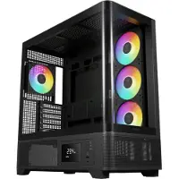 Gamdias Atlas P2 CG RGB Mid Tower ATX Case with Glass Panels Noir - Midi/Minitower - ATX