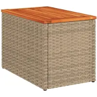 vidaXL Tables d'appoint de jardin 2 pcs. Beige 55x34x37 cm Poly rotin bois