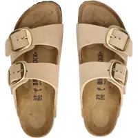 Birkenstock pour femme. 1024064 Sandales en Cuir Arizona Big Buckle (Coupe Étroite) beige (40), Plat, Nubuck, Aucun, Casuel