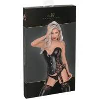 Noir - Haut porte-jarretelles léopard () - M