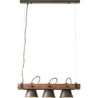Brilliant Lampe Plow suspension à 3 branches noir acier/bois | 3x A60, E27, 10W, convient aux ampoules normales (non incluses) | têtes orientables