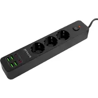 Proove Power strip 2M 2500W Power Socket P-03 (3Xac + 4Xusb + 2Xtype-C) Black/Black