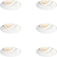 QAZQA Lot de 6 Spots Encastrés Modernes Blancs GU10 Ronds Sans Cadre - Oneon