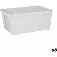 Stefanplast Boîte de rangement avec couvercle Elegance Blanc Plastique 29 x 17 x 39 cm (6 pièces)