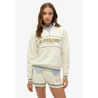 Superdry Femme Sweat Ample à Capuche et col Zippé Country Club Blanc Taille: 42