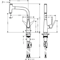 Hansgrohe Talis Select M51 Mitigeur de cuisine monocommande 220, bec extractible, 1 jet, chrome