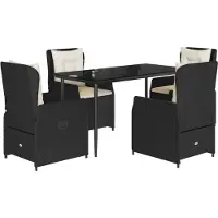 vidaXL Ensemble de jardin 5 pièces avec coussins Noir Poly Rattan