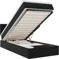 vidaXL Lit ottoman avec matelas & LEDs Noir 90x200 cm Similicuir