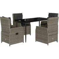 vidaXL Ensemble de jardin 5 pièces avec coussins Gris Poly rotin